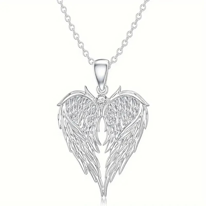 Crystal Angel Wings Heart Necklaces
