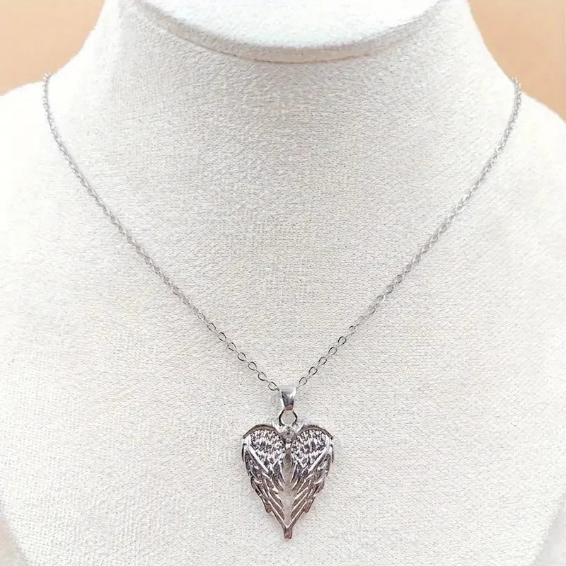 Crystal Angel Wings Heart Necklaces
