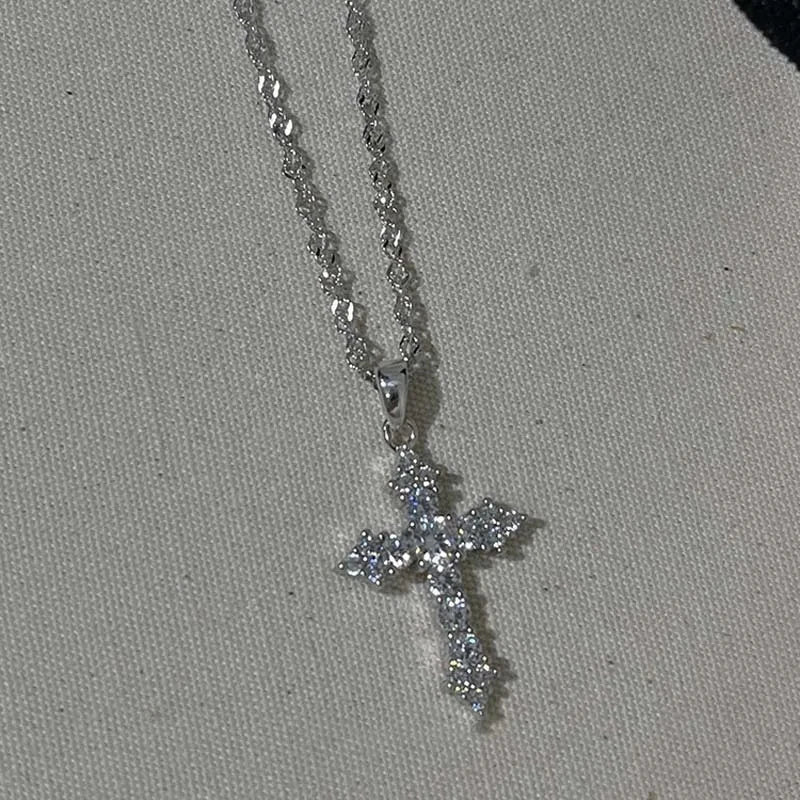 Shiny Crystal Cross Necklace